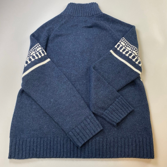 Fair Isle Sweater Blue Men’s Large Quarter Zip Canadiana Classic Outdoor Winter - Picture 2 of 12